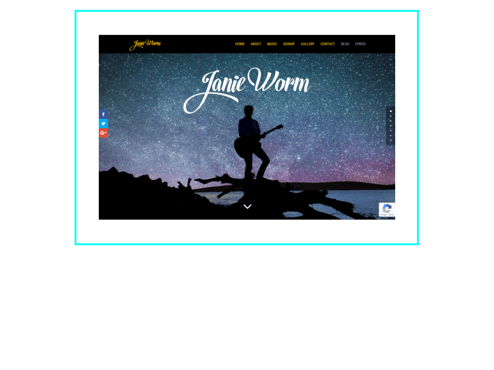 Screenshot of The Janie Worm website