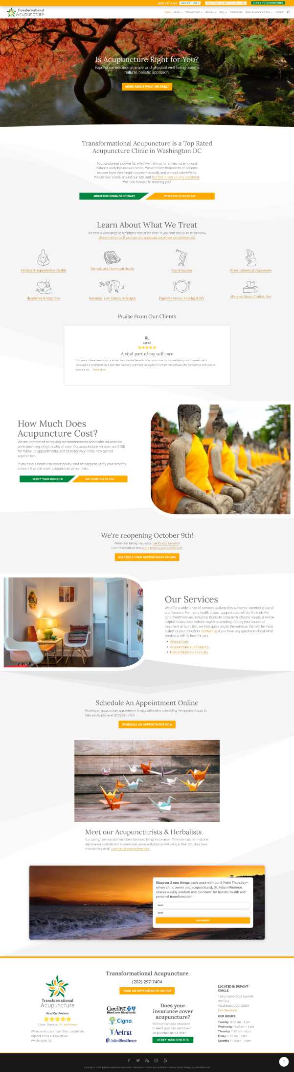 Screenshot of Transformational Acupuncture's home page