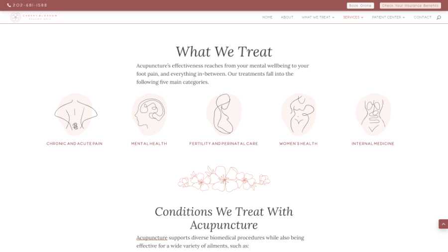 Cherry Blossom Healing Arts - desktop screenshot - what we treat