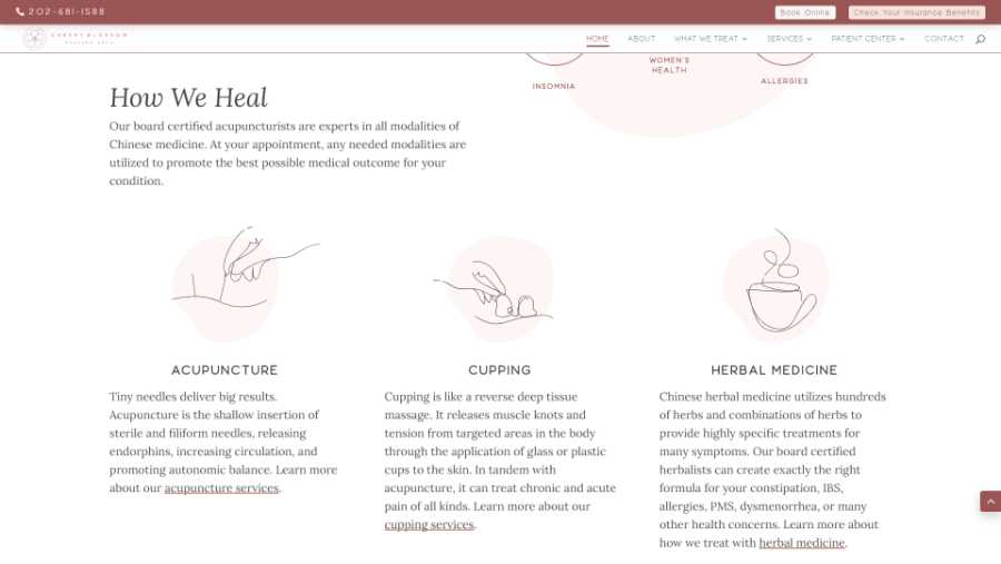 Cherry Blossom Healing Arts - desktop screenshot - how we heal