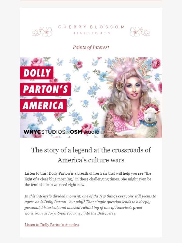 Cherry Blossom Healing Arts - newsletter screenshot - points of interest