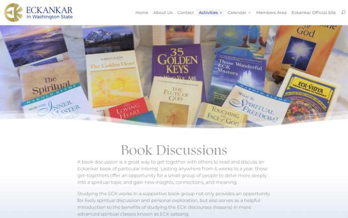 Eckankar in Washington State -  laptop screenshot - book discussions
