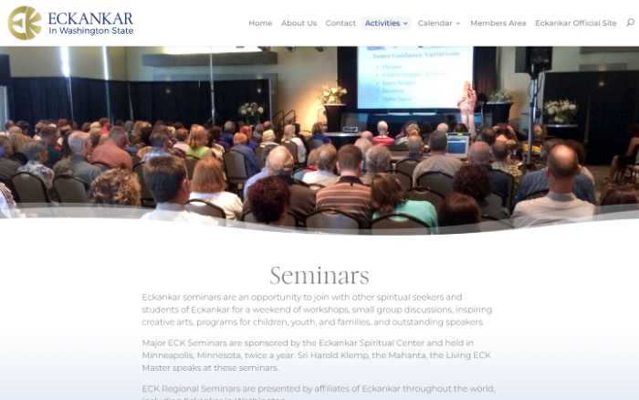Eckankar in Washington State -  laptop screenshot - seminars