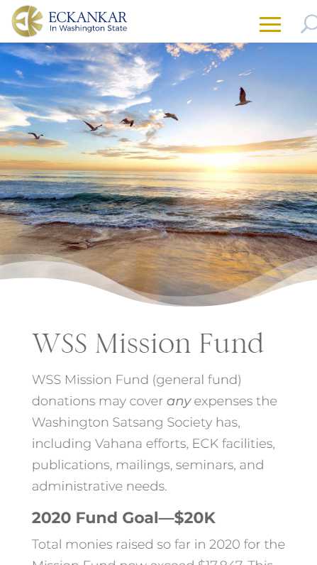 Eckankar in Washington State - mobile screenshot - mission fund