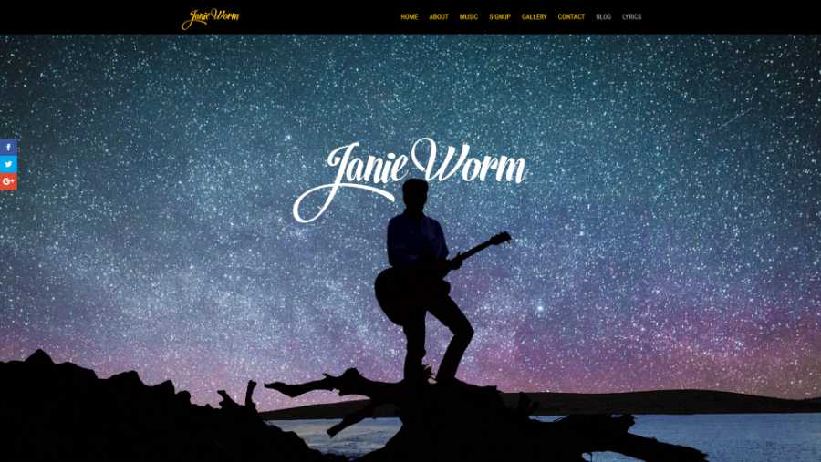 Janie Worm - desktop screenshot - home splash