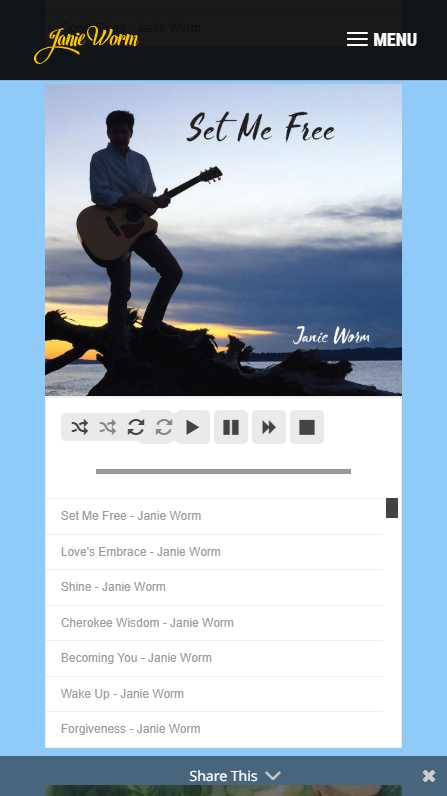 Janie Worm - mobile website screenshot - album - set me free