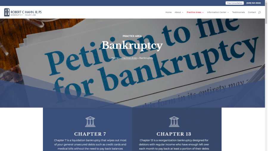 screenshot - Bankruptcy page