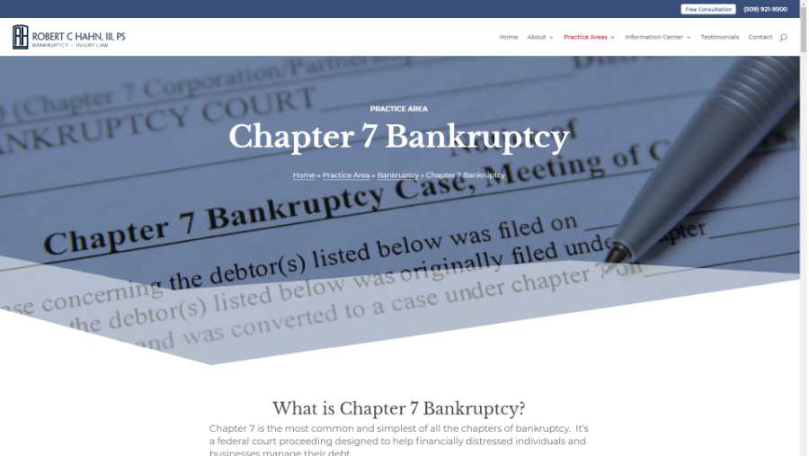 screenshot - chapter 7 bankruptcy page