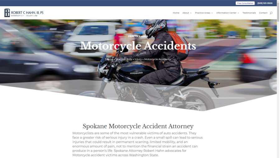 screenshot - motorcycle accidents page