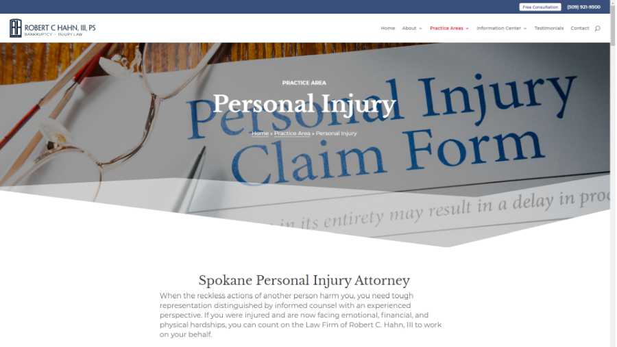 screenshot - personal injury page