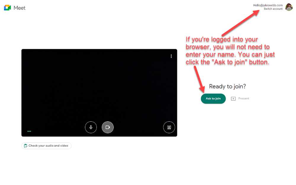 Screenshot of Google Meet - Ask to join