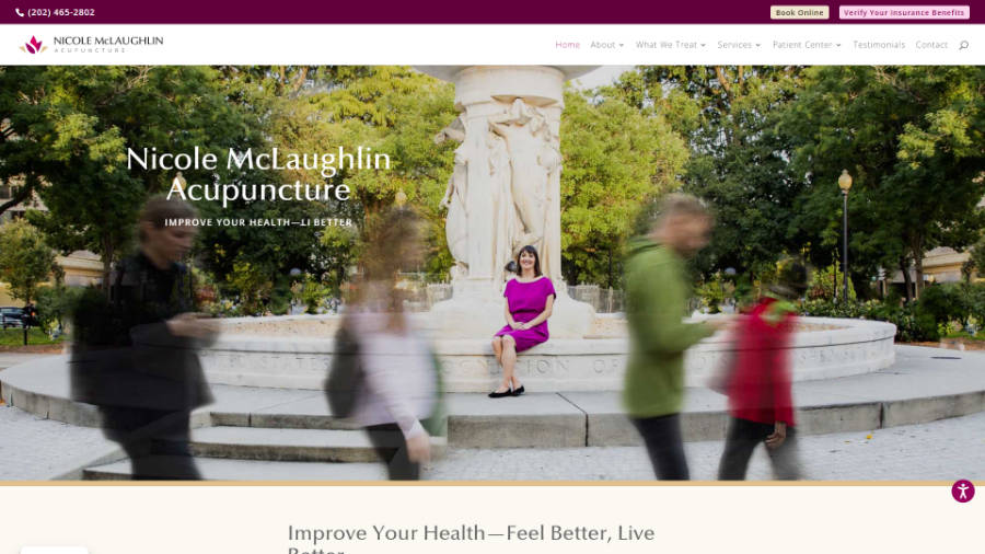 Desktop screenshot of Nicole McLaughlin Acupuncture's home page splash header