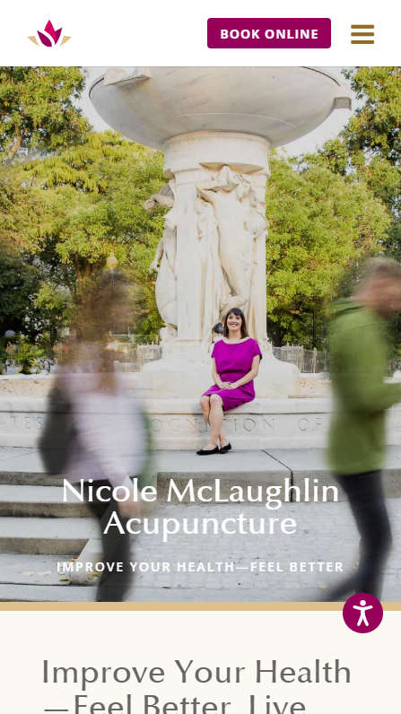 Mobile screenshot of Nicole McLaughlin Acupuncture - Home page splash header