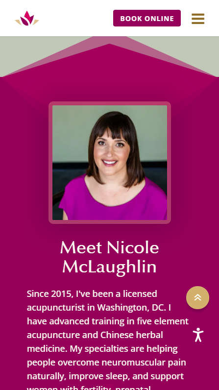 Mobile screenshot of Nicole McLaughlin Acupuncture - Meet Nicole section