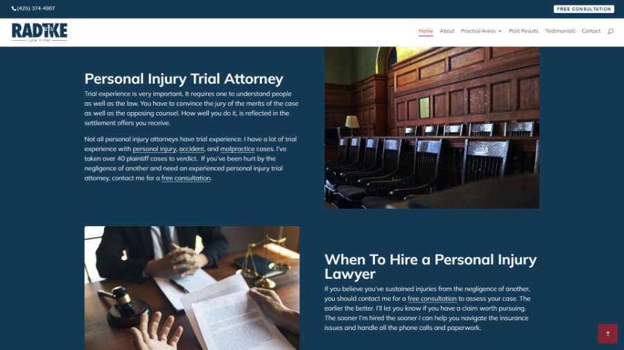 Radtke Law Frim desktop screenshot from the home page