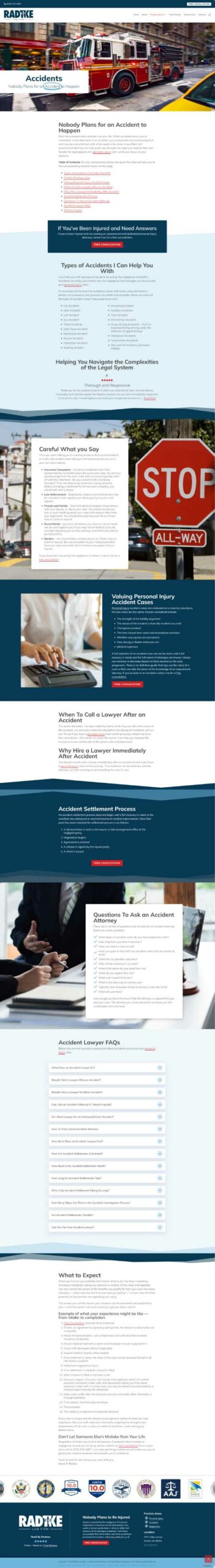 Full page screenshot of Radtke Law Firm's Accident page