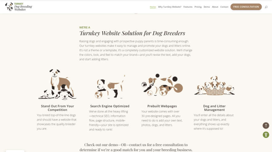 Desktop screenshot of Trunkey Dog Breeding Websites' home page - Trunkey Website Solution