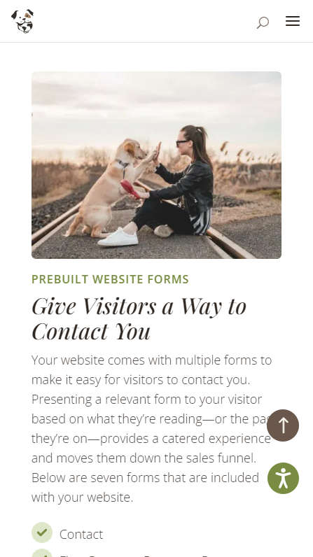 Mobile screenshot of Trunkey Dog Breeding Websites' home page - Prebuilt Forms